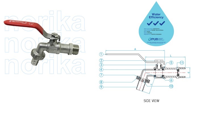 Brass Chrome Plated Hose Union Tap C/W Stainless Steel AISI304 Long Handle